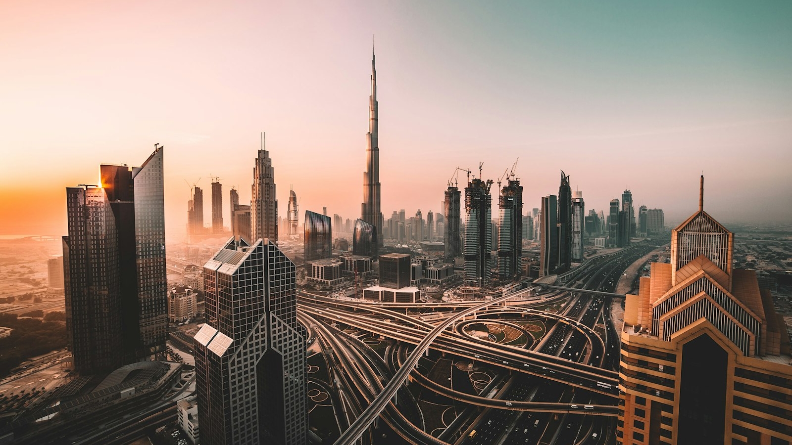 Dubai free zone skyline with modern towers