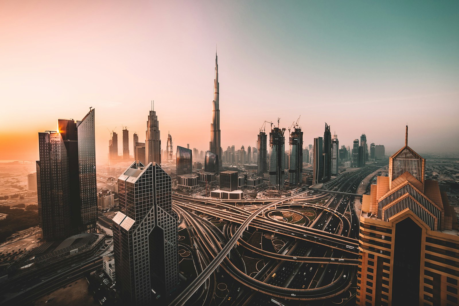 Dubai free zone skyline with modern towers