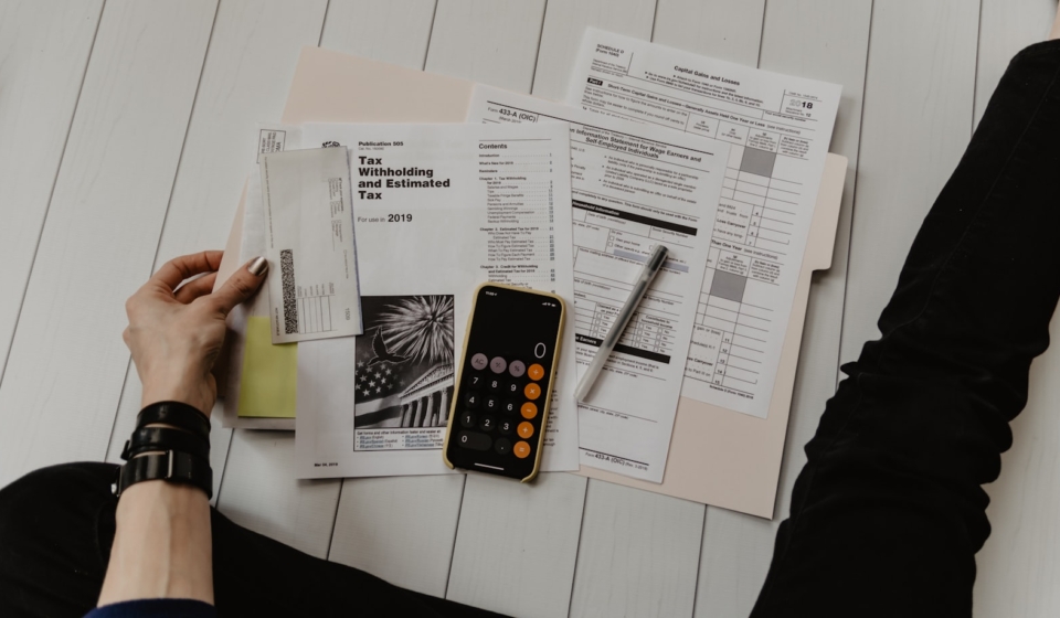 Calculator and tax documents for UAE corporate tax