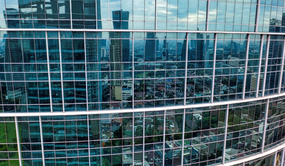 Aerial view of Dubai business district